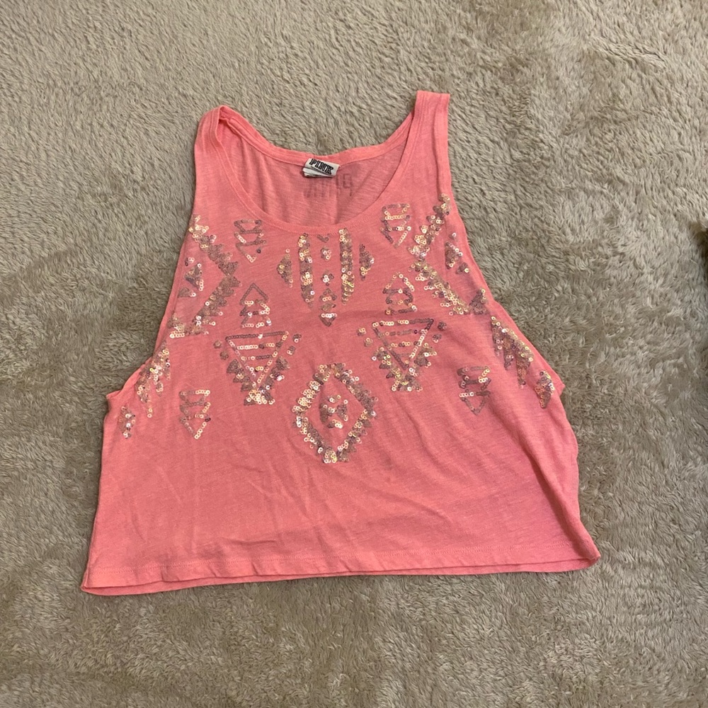 Victoria Secret pink sequin crop top!